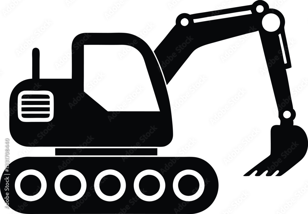 Construction excavator silhouette vector illustration,Construction excavator icon Construction excavator silhouette vector illustration,Construction excavator icon