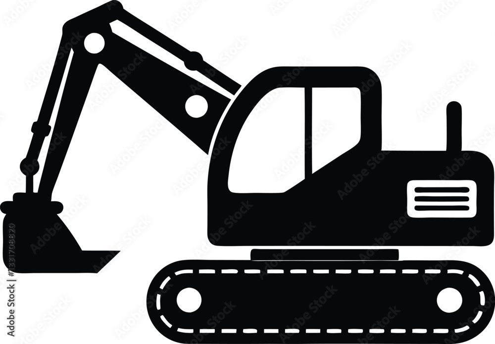 Construction excavator silhouette vector illustration,Construction excavator icon Construction excavator silhouette vector illustration,Construction excavator icon