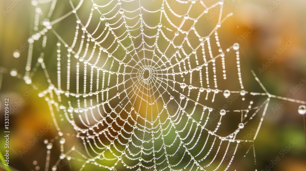 Dew-covered Spider Web in Early Morning Light Dew-covered Spider Web in Early Morning Light