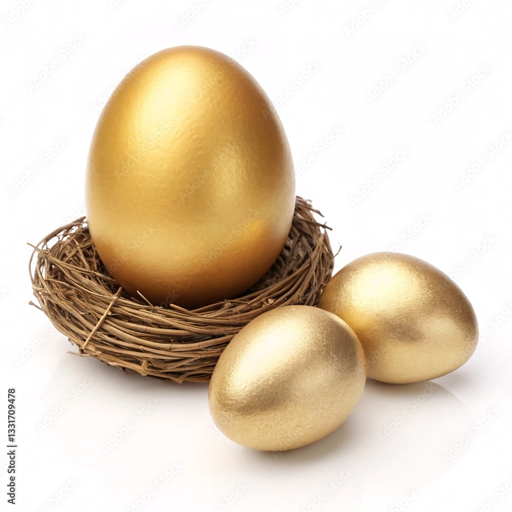 Golden Eggs in a Nest Symbolizing Wealth, Success, and Prosperity, Luxury Concept for Finance and Investment Golden Eggs in a Nest Symbolizing Wealth, Success, and Prosperity, Luxury Concept for Finance and Investment
