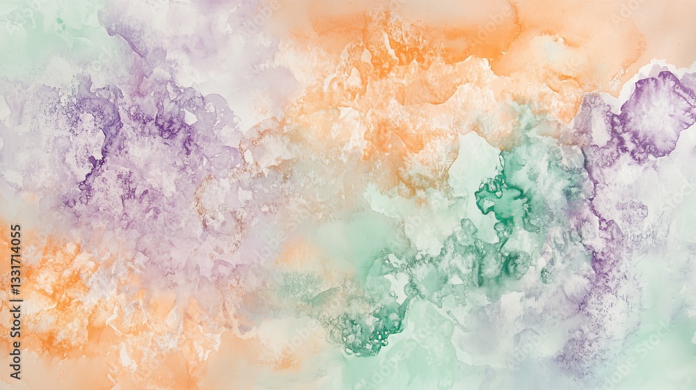 Fototapeta premium Colorful abstract watercolor clouds with soft pastel hues and fluid patterns