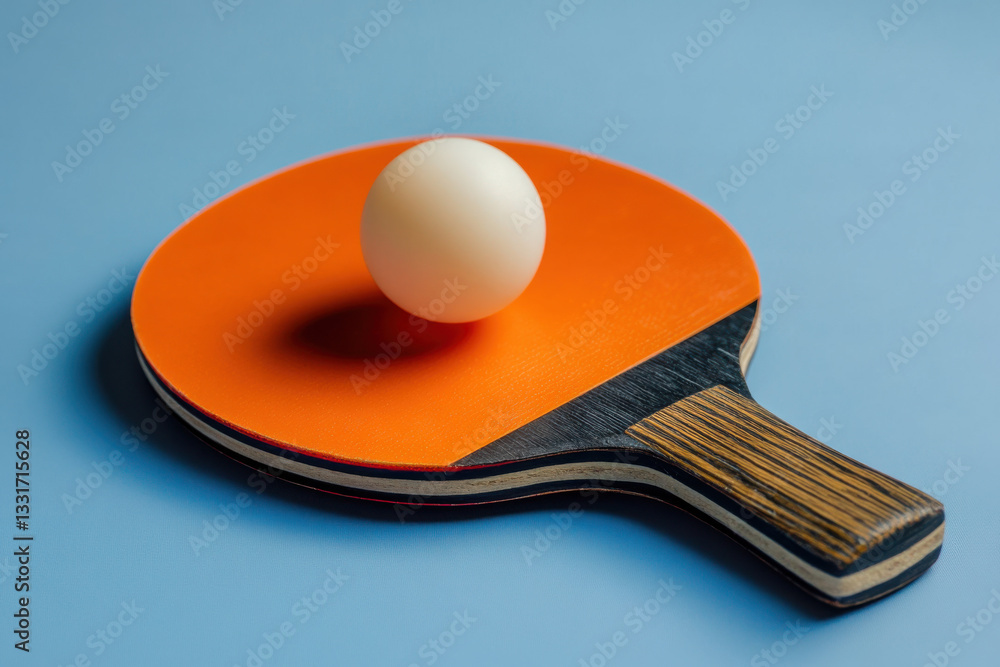Ping pong racket with the ball for playing table tennis on a colored background Ping pong racket with the ball for playing table tennis on a colored background