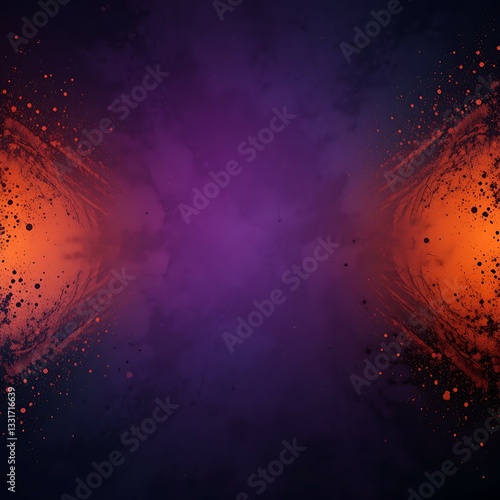 A Cosmic Dance Of Fiery Orange And Deep Purple Hues Merging In A Swirling Nebula-like Abstract Art Piece With Textured Gradients