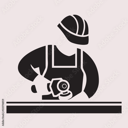 Skilled Worker Grinding Metal – Industrial Labor Icon