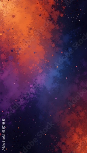 A Cosmic Dance Of Vibrant Hues, Swirling Nebulae In A Fiery Sunset Embrace, With Deep Purple And Orange Tones