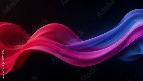 A Vibrant Dance Of Crimson And Sapphire Silk Flowing Gracefully Across A Dark Canvas With Smooth, Luminous Textures