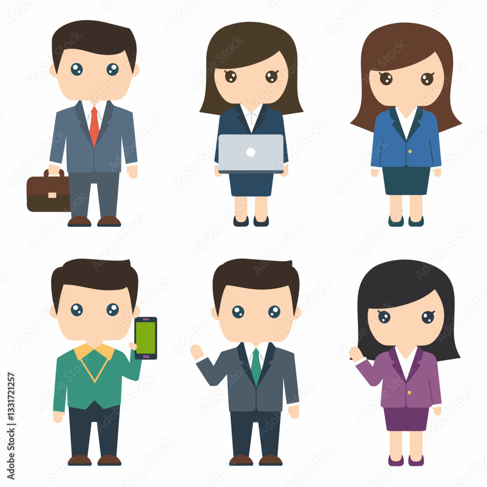 Vector kawaii-style business icons on white background – Perfect for branding, office culture, or creative marketing materials. Vector kawaii-style business icons on white background – Perfect for branding, office culture, or creative marketing materials.