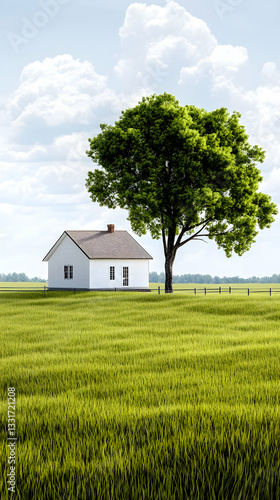 Wallpaper Mural Tranquil country home nestled in a verdant field Torontodigital.ca