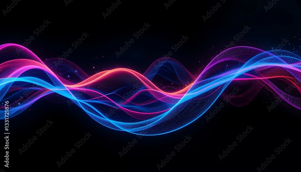 Fototapeta premium Ethereal Pink And Blue Energy Waves Flowing Through A Dark Space, Creating A Vibrant And Dynamic Cosmic Dance