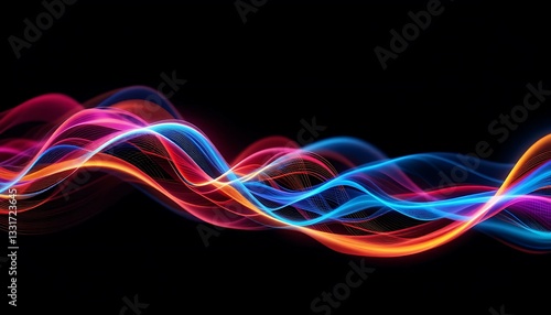 Vibrant Energy Flows In A Mesmerizing Dance Of Light And Color Across A Dark Canvas, Creating A Symphony Of Swirling Neon Hues
