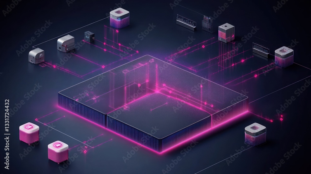 Fototapeta premium Digital Network System, Circuit Board, Technology, Data Flow, System Architecture