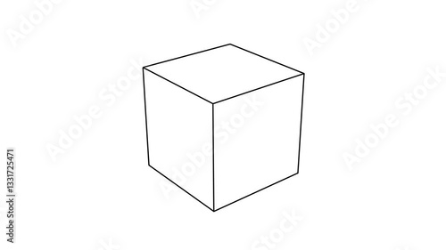 Animated cube, Geometric square box animation, cube loop rotating on transparent background