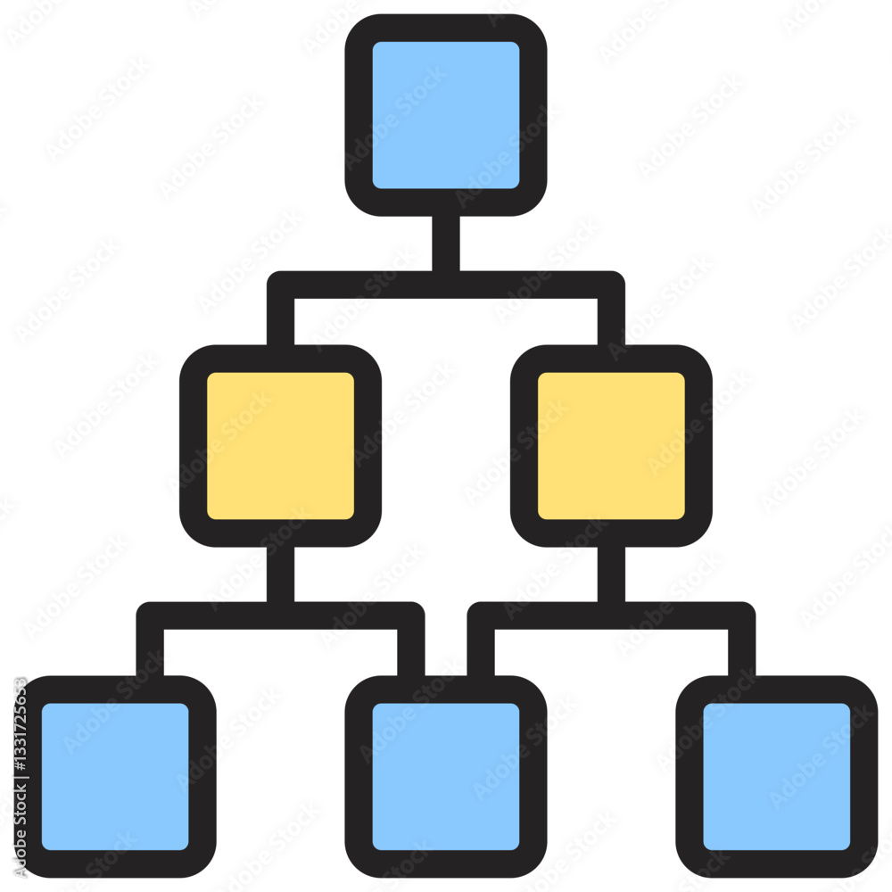 Hierarchical Structure Flat Outline Icon Hierarchical Structure Flat Outline Icon