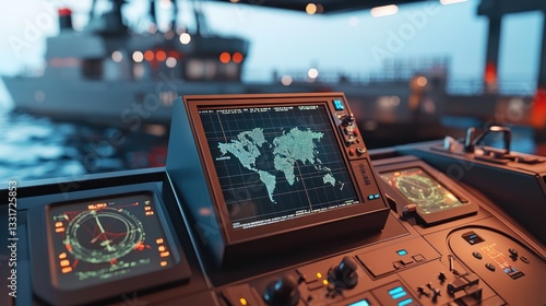 Naval Control Panel, World Map, Ships in Background