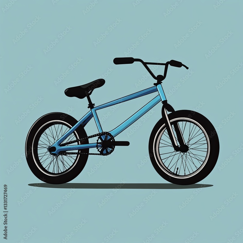 Fototapeta premium Blue Pixel Art BMX Bike Illustration