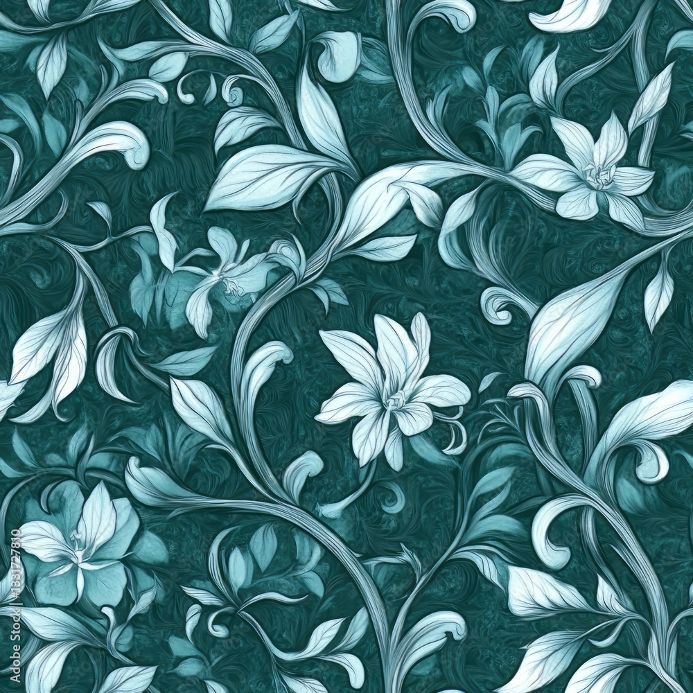 Seamless Seamless Pattern Scene Teal Himmapan Mythical Seamless Seamless Pattern Scene Teal Himmapan Mythical