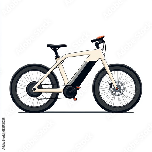 Cream And Black Electric Bicycle Illustration