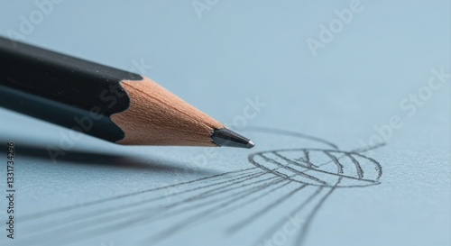 Close-up of a pencil drawing a design.