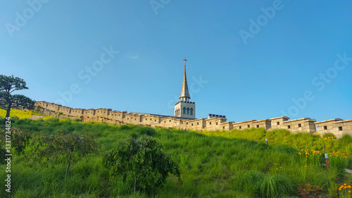 Wallpaper Mural Green Landscape and Historic Wall Torontodigital.ca