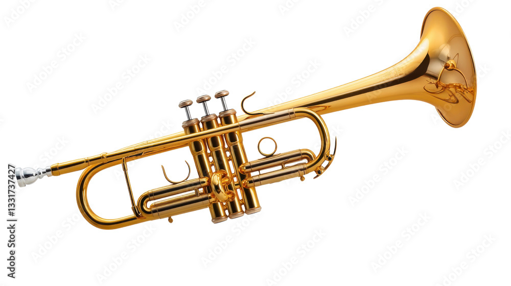 Obraz premium brass trumpet isolated on white background