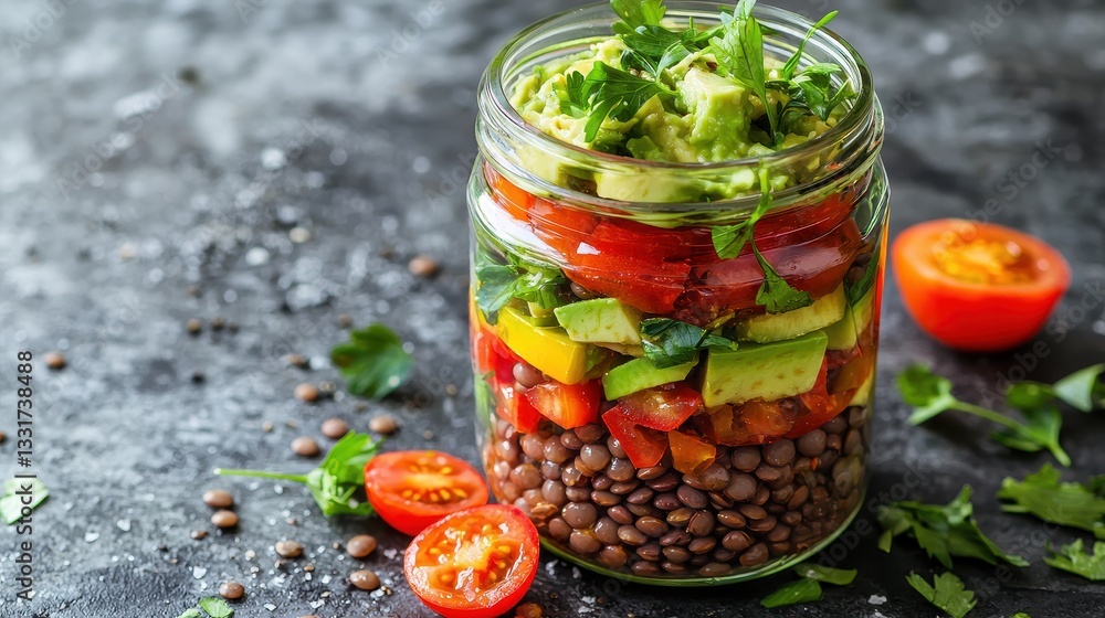 Layered Avocado, Tomato, and Lentil Parfait Layered Avocado, Tomato, and Lentil Parfait