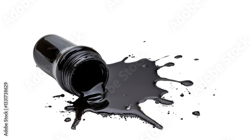 black ink spilled isolated on white background