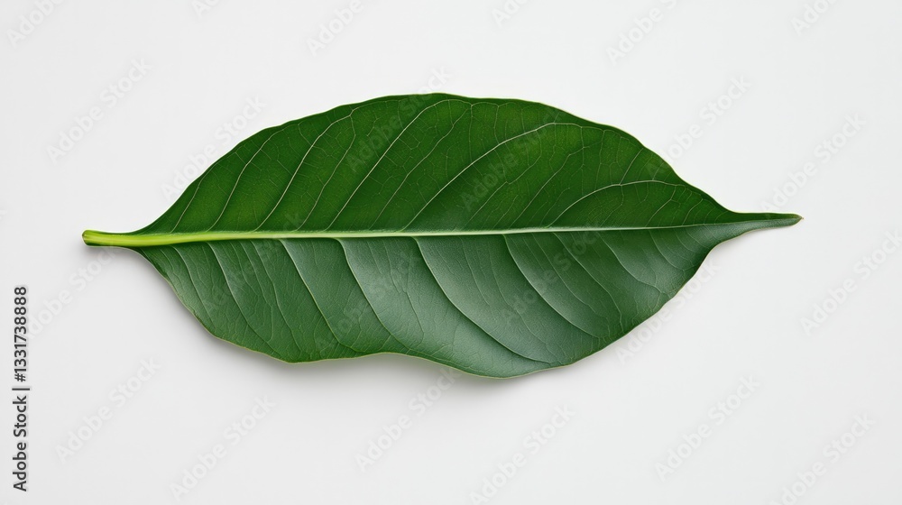 Fototapeta premium Large green leaf showcasing intricate veins and vibrant texture
