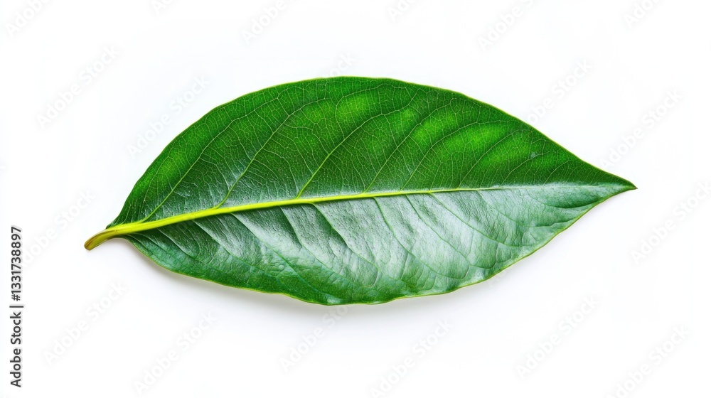 Obraz premium Lush green leaf showcasing vibrant texture and intricate vein pa
