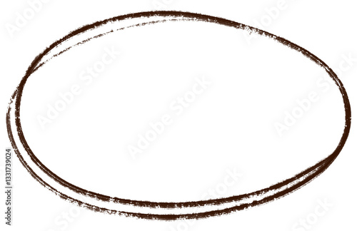 Hand drawn oval brush stroke doodle border frame.