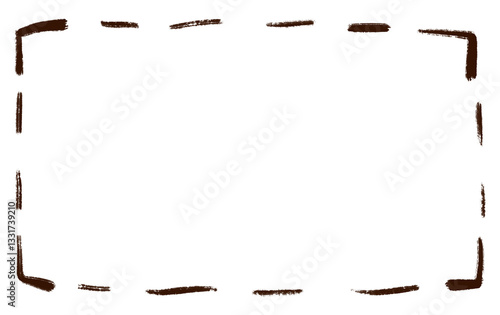 Hand drawn rectangle dash line doodle border frame.