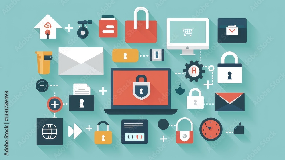 Comprehensive Digital Security and Online Protection Icons Comprehensive Digital Security and Online Protection Icons