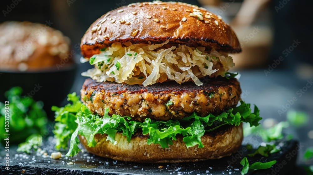 Chickpea Burger with Sauerkraut Chickpea Burger with Sauerkraut