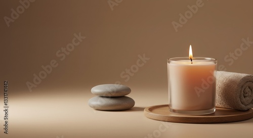 Wallpaper Mural Spa scene with candle, stones, and towel. Torontodigital.ca