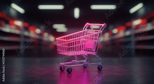 Wallpaper Mural Empty pink shopping cart in a store. Torontodigital.ca