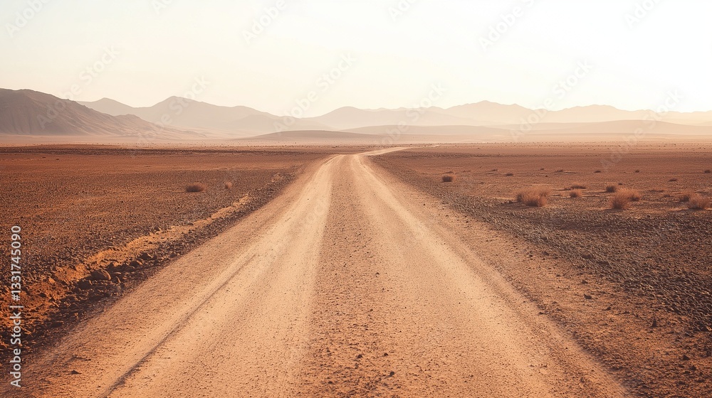 Sandy desert track background under pale sky
Sandy desert track background under pale sky