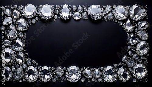 ダイヤモンド, 宝石, ジュエリー, ラグジュアリー, 高級, 光沢, 反射, 透明, クリスタル, 輝き, ブラック背景, エレガント, フレーム, 豪華, 精巧, 宝飾