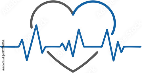 heart and heartbeat symbol hand draw