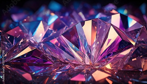 クリスタル, 宝石, ダイヤモンド, 輝き, 光沢, 透明, 反射, 高級, ラグジュアリー, エレガント, ジュエリー, 貴石, 煌めき, 紫, 青, ピンク