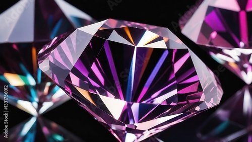ダイヤモンド, 宝石, クリスタル, ピンクダイヤ, 紫ダイヤ, ファセット, 光沢, 反射, 高級, ラグジュアリー, エレガント, 宝飾, ジュエリー