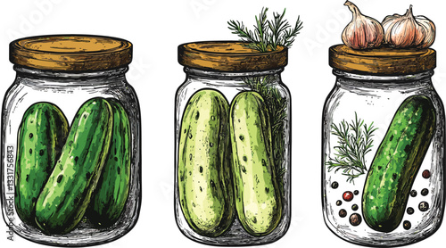 glass jar with cucumbers