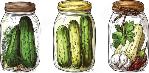 glass jar with cucumbers