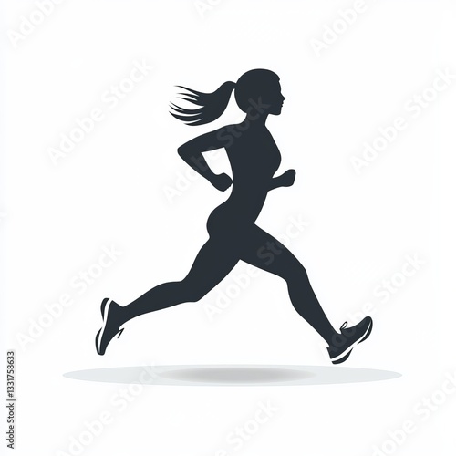 Silhouette of a Woman Running, Dynamic Pose, Minimalist Graphic Design