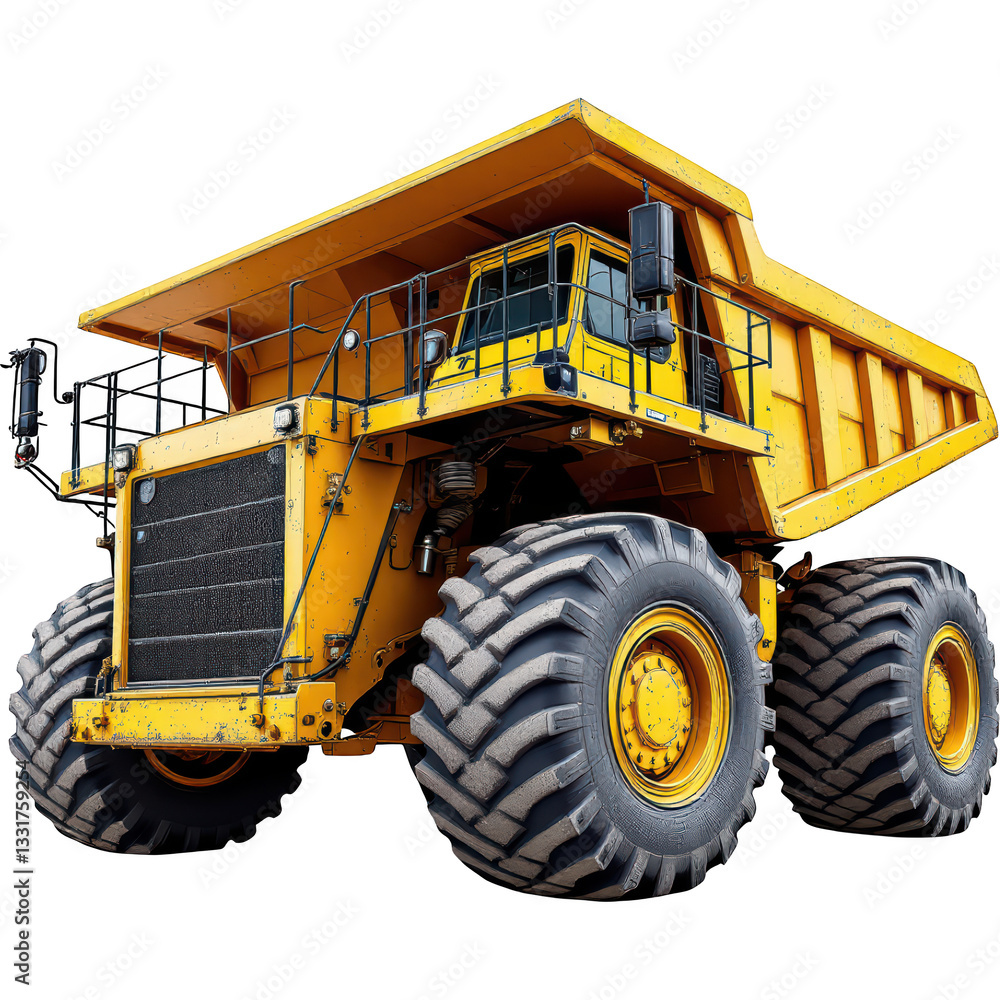 Obraz premium Large Yellow Mining Dump Truck Isolated on White