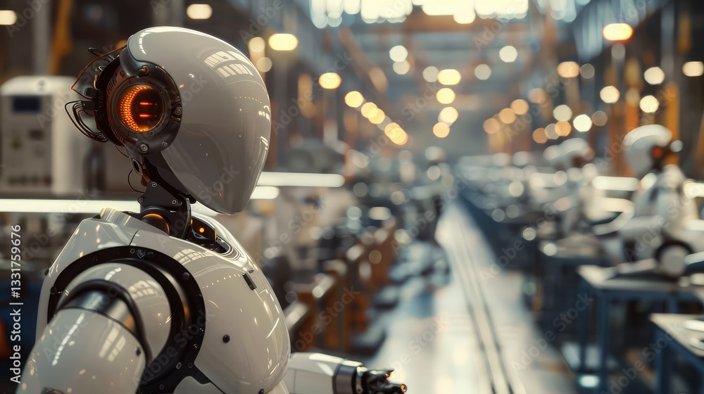 Fototapeta premium Advanced Robotics in Modern Industrial Manufacturing Facility