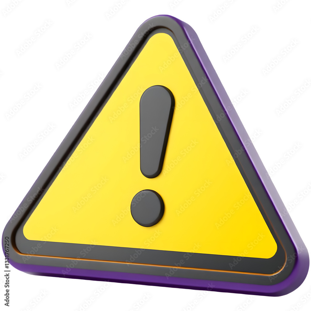 Warning sign in bright yellow and black triangle shape. Warning sign in bright yellow and black triangle shape.