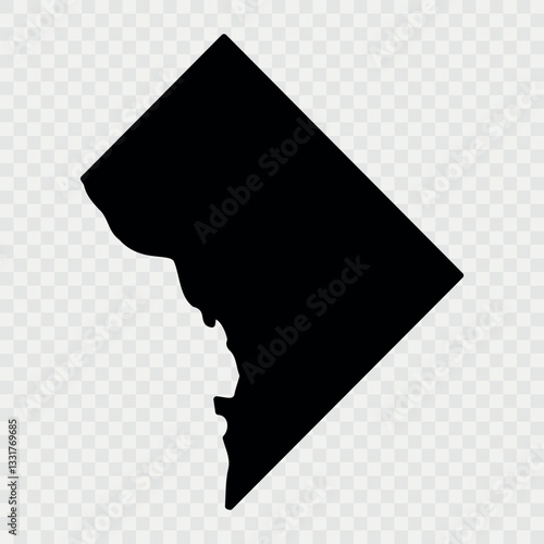 Washington Map Black, State Border, United States, US America, Transparent Isolated, Variations. High detailed vector map - Washington, D.C.. Vector icon. Color set
