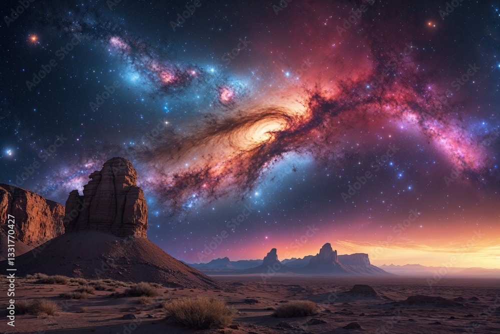 Obraz premium Galactic Treasure Hunt Exploring the Cosmic Wilderness and Vibrant Nebula Colors
