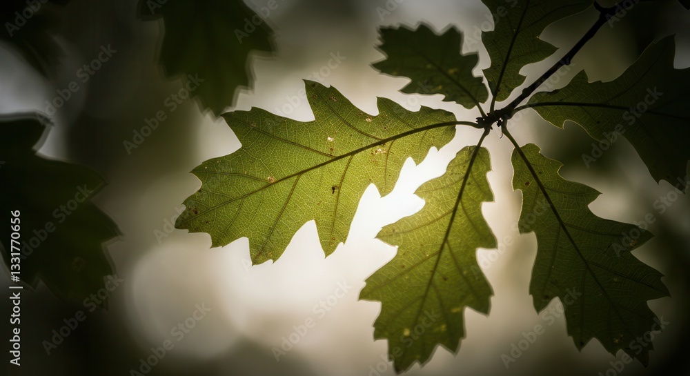 Oak Leaves Glowing with Sunlight Creates a Natural Forest Canopy Oak Leaves Glowing with Sunlight Creates a Natural Forest Canopy