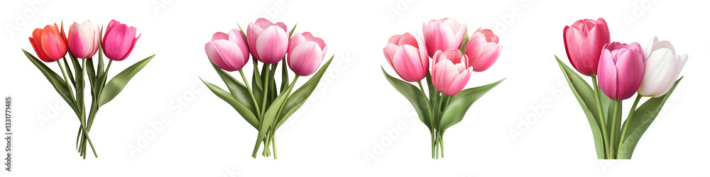 Romantic Watercolor Tulip Bouquet in Subtle Blending Style Romantic Watercolor Tulip Bouquet in Subtle Blending Style