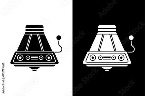 Minimalist Ultrasonic Device Icon High-Quality Black & White Vector.